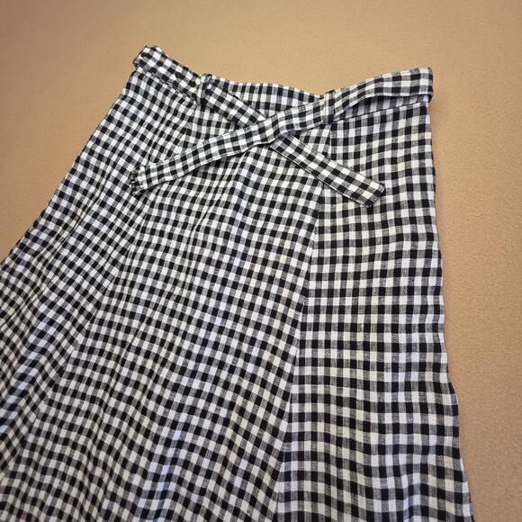 Reformation Dresses & Skirts - Reformation Silas Gingham Linen Midi Skirt Black & White Sz 2